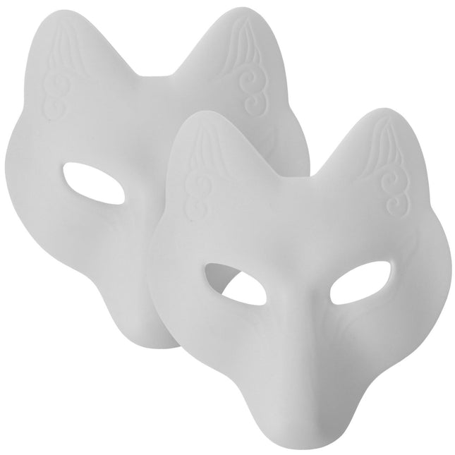 2 tükki rebasemaske isetegemise värvimata loomamaske, valgeid käsitöömaske Halloweeni pidudeks, maskiballideks ja karnevalideks