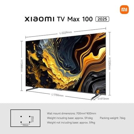 Xiaomi TV MAX 100 2025, Google TV, 100 tolli, QLED, 144Hz, nutiteler, Dolby Vision