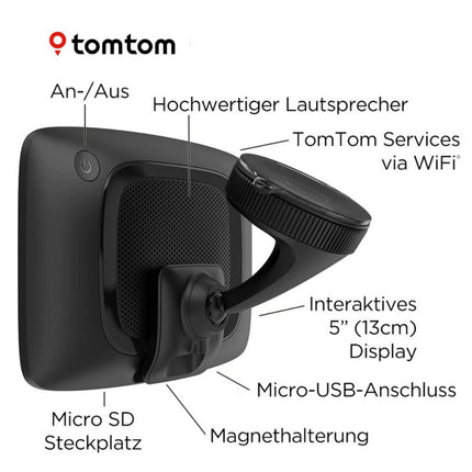 TomTom Truck Navigation Device GO Professional 520 (5-inch, points of interest and routes for trucks, traffic jam avoidance with TomTom Traffic, European map updates, updates via Wi-Fi, high-quality mount)