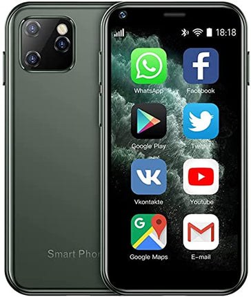 Hipipooo väike minitelefon, lukustamata 3G kahe SIM-kaardiga nutitelefon, 2,5-tolline 1000mAh Android 8.1 lastetelefon, 2 GB + 16 GB (XS11-roheline)