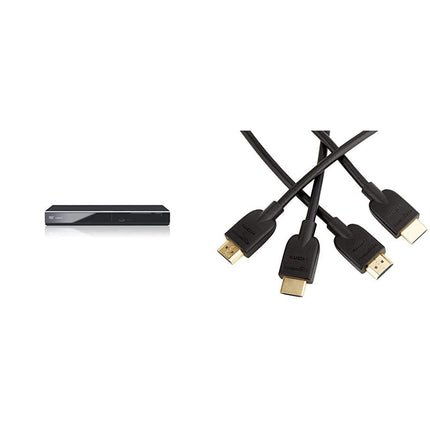 Panasonic DVD-S700EG-K DVD-mängija (mitme vorminguga taasesitus xvid, MP3 ja JPEG, USB 2.0, HDMI, SCART) must ja Amazon Basics kiire HDMI 2.0 kaabel, 1,8 m, 2 tk pakis