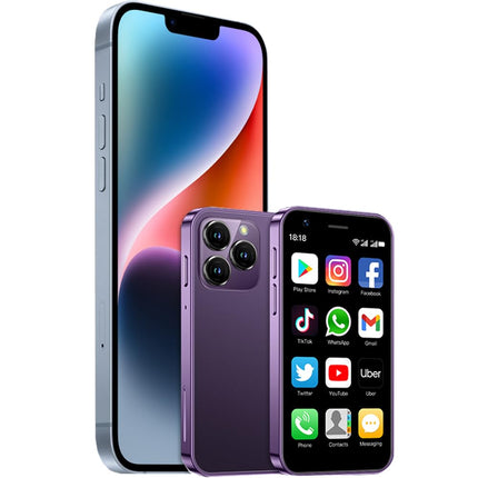 Hipipooo Mini lukustamata nutitelefon 4G telefon 3.0-tolline kahe SIM-kaardiga 2000mAh akuga topeltkaamera Android 10.0 neljatuumaline WiFi Bluetooth leviala varutelefon (lilla, 2GB+16GB)