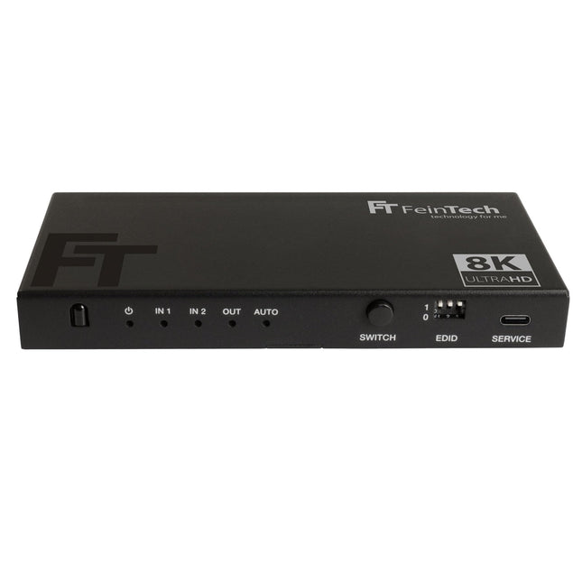FeinTech SW212 HDMI 2.1 lüliti 2 sisendit 1 väljundit koos HDMI heli ekstraktoriga 4K 120Hz ja automaatse lülitusega, 8K 60Hz, VRR, ALLM, heli jagaja optiliseks SPDIF Toslinkiks ja 3,5 mm pesaks