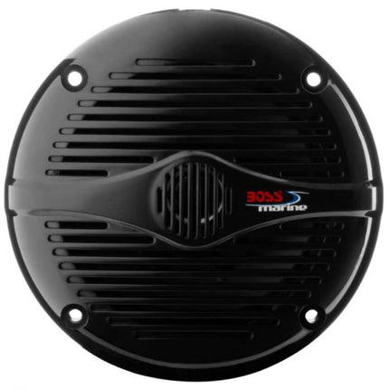 KIT set FOR BOSS Audio Systems MR50B 2 Black 2-way marine speakers 5.25" 13.5 cm 135 mm, 75 watts rms 150 watts max, waterproof, sea, swimming pool, boat, hotel, per pair + free accessories