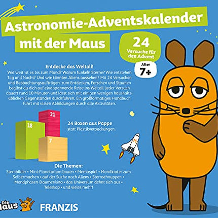 FRANZIS 67162 - Astronomy Advent Calendar with the Mouse, 24 Advent experiments for discovery, research and puzzles, for children ages 7 and up