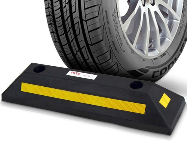 Pyle Parking Aid Garage Car – Collision Protection Garage made of hard rubber, Car Stopper with reflective stripes, Parking Aid for the Parking Garage on the ground, Robust Garage Stopper up to 15t
