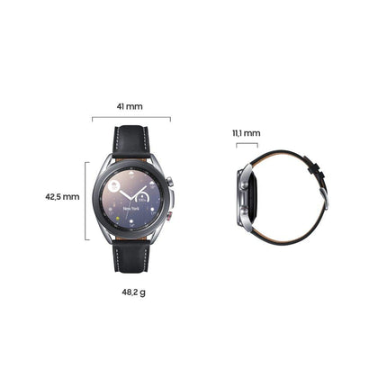 Samsung Galaxy Watch3, ümmargune Bluetooth nutikell Androidile, pöörlev raam, LTE, fitnesskell, aktiivsusmonitor, suur ekraan, 41 mm, hõbedane, 36-kuulise tootjagarantiiga [välja arvatud Amazonis]