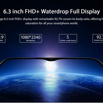 (2019) OUKITEL K12 Android 9.0 Smartphone Without Contract with 10000mAh massive battery, 6.3" Waterdrop FHD+ Display Mobile Phone, Helio P35 Octa-Core 2.3GHz 6GB+64GB, Fast Charging, Leather+Metal Design, NFC