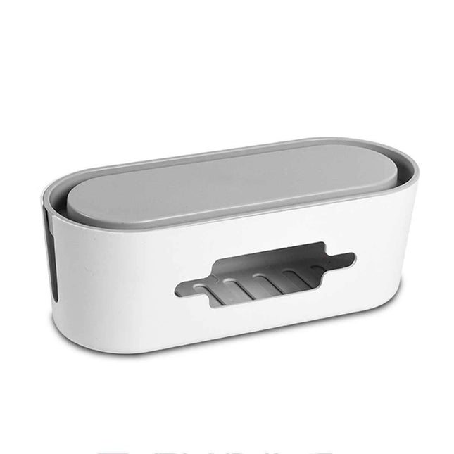 PORRASSO Cable Box Cable Management Box Cable Organizer Storage Box for Hiding Power Strips Adapters Cables - 12.6 x 4.7 x 5.1 Inch White
