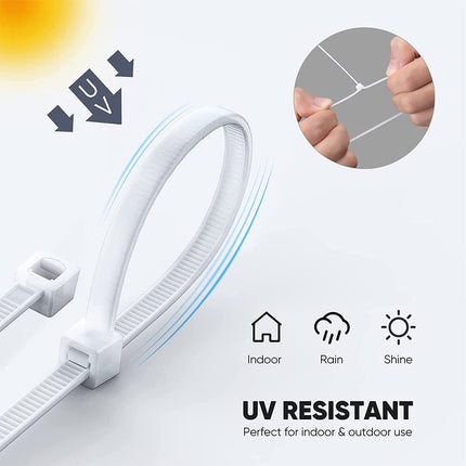 1000 tk valgeid kaablisidemeid, 100 mm x 3 mm, 10,2 cm. Kvaliteetsed kaablisidemed, iselukustuvad plastkaablisidemed, väikesed nailonist kaablisidemed koju, kontorisse, garaaži ja töökotta.
