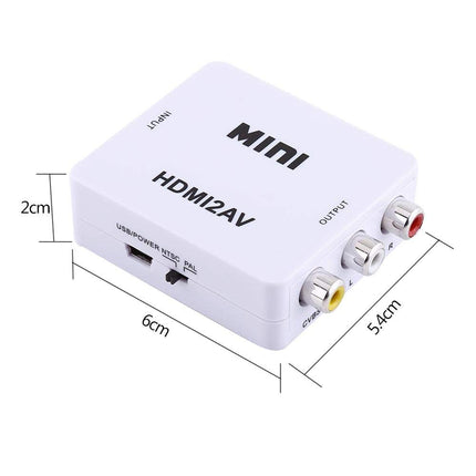 Mavis Laven Mini Composite Mini HDMI2AV digitaalne HDMI RCA - AV videomuunduri adapter 720p / 1080p (valge)