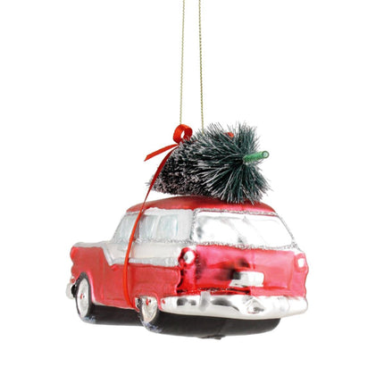 440s Gift Company Hanging Car with Christmas Tree, Red and White | GC-12160 | 4030195666718