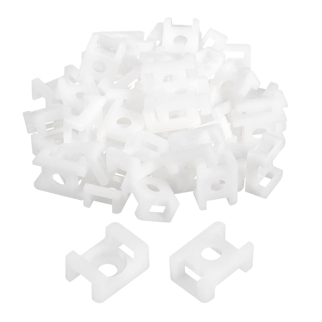 sourcing map 500pcs Cable Tie Base Saddle Type Mount Wire Holder, 22.3x15.9x9mm Wire Clips Organizer Mounts Clamps for Electronic Cables, White, 0.25" Diameter