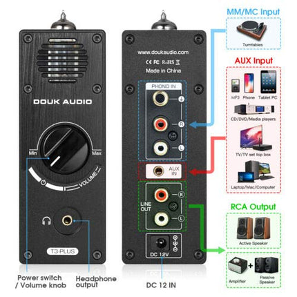 Douk Audio T3 Plus Mini vaakumtoru eelvõimendi MM/MC Phono lava kõrvaklappide võimendi toru eelvõimendi