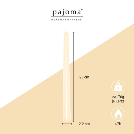 pajoma® elevandiluu värvi koonusküünlad - 50 tk | Kõrgus 25 cm, Ø 2 cm | Põlemisaeg umbes 7 tundi | Mitmekülgsed laua-, dekoratiiv-, jõuluküünaldena ja toitlustusüritusteks
