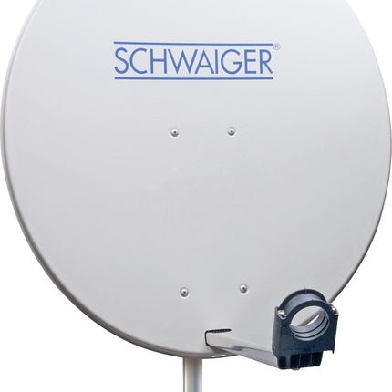 SCHWAIGER satelliitantenn 80 cm SAT nihkega antenn terasest LNB tugivarrega mastikinnitusega integreeritud kaabli marsruudi kinnitusmaterjal 38,5 dB vastuvõtuvõimsus ilmastikukindel helehall