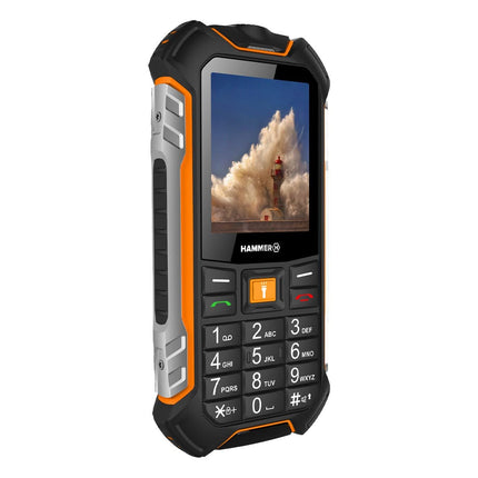 Hammer H Power LTE mobile phone without contract, 2.4-inch color display, robust, mega battery 3100 mAh, (IP68), shockproof, construction site buttons, flashlight, dual SIM, 256 MB keypad phone - black