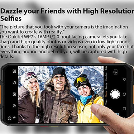 OUKITEL WP7 Flagship Outdoor Smartphone without Contract, 48MP Triple Camera + 8MP IR Night Vision Camera, 16MP Front Camera, Helio P90 8GB + 128GB, 8000mAh Battery, NFC, 6.53” FHD+ Rugged Smartphone Black