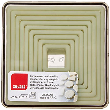 IBILI 784203 pehmed ruudukujulised küpsisevormid (9 tk), roostevabast terasest, läbipaistev/valge, 10 x 10 x 5 cm, 9 tk