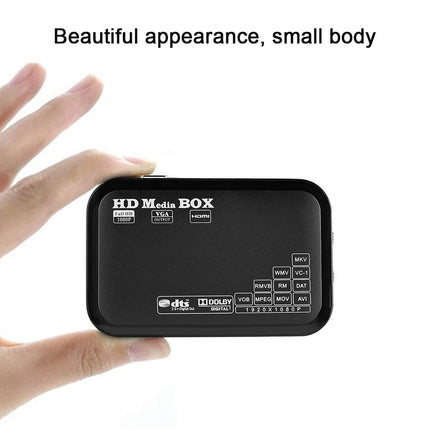 VBESTLIFE Full HD meediapleier, 16 keelega 1080P meediapleier, toetab USB MMC RMVB MP3 AVI MKV, 110–240 V (EL)