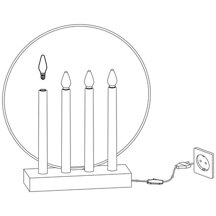 EGLO LED jõuluvalgusti kaar 4 pirniga, valge aknaküünlajalg messingist dekoratiivrõngaga, küünlakaar kaabliga, E10, soe valge
