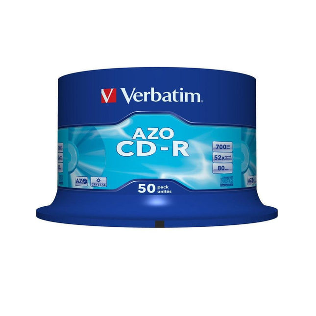 Verbatim CD-R AZO Crystal 700 MB, 50 tk spindliga, CD-toorikud, 52x kirjutuskiirus ja pikk eluiga, tühjad CD-d, audio-CD-toorikud, fotode, videote ja dokumentide jaoks