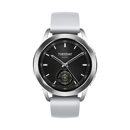 Xiaomi Watch S3 Smartwatch, 1.43" AMOLED Display, up to 15 days battery life, interchangeable bezel, sleep, heart rate, and sports tracking, MIUI Watch OS, Silver