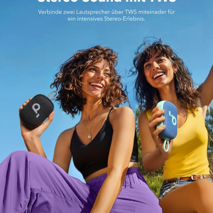 Soundcore Select 4 Go Bluetooth Speaker by Anker, portable mini speaker for the shower, 20h playtime, IP67 water and dust resistant, floats, powerful sound, for indoors, outdoors &amp; hiking