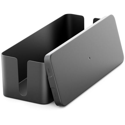 deleyCON Cable Management Box Cable Organizer Box Cable Box 40.5cm x 15.3cm x 13cm Robust Plastic 2 Side Cable Guides Protection and Security Black