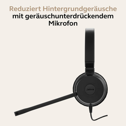Jabra Evolve 20 Mono USB peakomplekt mikrofoniga – mürasummutavad juhtmega kõrvaklapid kristallselge suhtluse jaoks, USB-A-kaabel kõnede juhtimisega – must