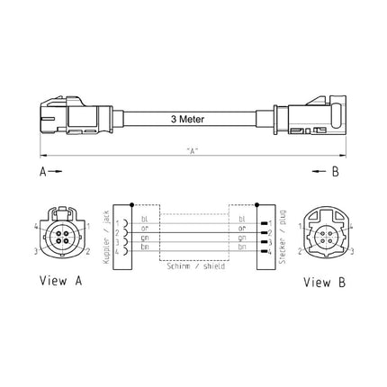 Eightwood HSD LVDS Z emane-isas kaabel 300cm 535 4-sooneline BMW F30 F10 F25 F15 Audi VW Mercedes Citroen Peugeot Video Audio tahavaatekaamera järelpaigaldatav navigatsioon