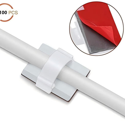 Elfcam - Self-adhesive cable clips for fiber optic cables (fiber optic patch cables), power cables, network cables, USB charging cables and audio cables, white (100 pieces)