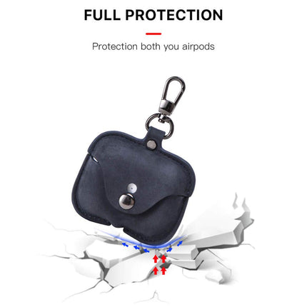 CONTACT'S FAMILY Case for AirPods Pro 2/1, Airpods Pro Case Leather, Airpods Pro Leather Case, Leather Case Compatible with AirPods Pro 2/1 Generation with Key Hook (Blue)