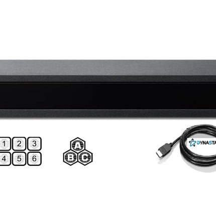 Regioonivaba 4K UHD Blu-Ray mängija, mis ühildub Sony UBP-X800M2-ga | Ultra HD 4K, 3D, WiFi, Dolby Vision, Bluetooth, mitme regiooni tugi | Blu-Ray A, B, C | DVD piirkonnad 0-8 | Dynastar 6FT HDMI komplekt
