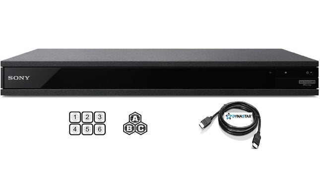 Regioonivaba 4K UHD Blu-Ray mängija, mis ühildub Sony UBP-X800M2-ga | Ultra HD 4K, 3D, WiFi, Dolby Vision, Bluetooth, mitme regiooni tugi | Blu-Ray A, B, C | DVD piirkonnad 0-8 | Dynastar 6FT HDMI komplekt