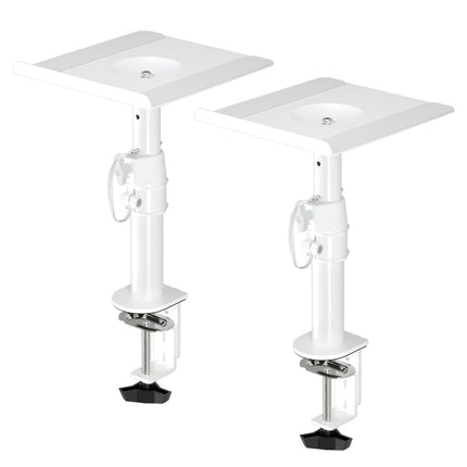 suptek SDM001W klambriga kõlarialus, lauakinnituskomplekt, 24,4 x 22,4 cm, kõrguse reguleerimine ja kallutus, universaalsed helikinnitused arvuti- ja riiulikõlaritele, kõrgendatud