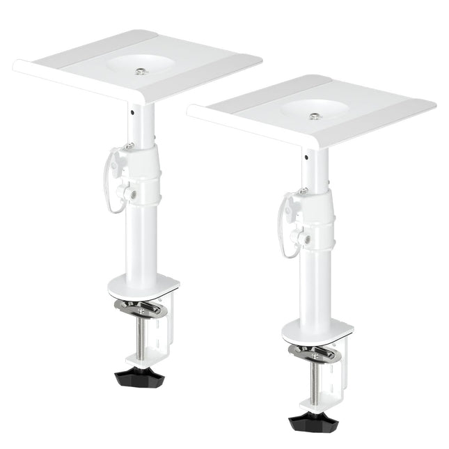 suptek SDM001W klambriga kõlarialus, lauakinnituskomplekt, 24,4 x 22,4 cm, kõrguse reguleerimine ja kallutus, universaalsed helikinnitused arvuti- ja riiulikõlaritele, kõrgendatud