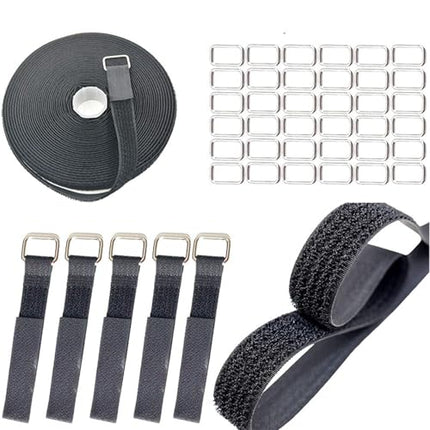 2 cm x 10 m takjapaelad 40 metallpandlaga, lõigatavad, korduvkasutatavad, mustad kaablisidemed, reguleeritava kinnitusega kaablirihmad, nailonist kinnitusrihm