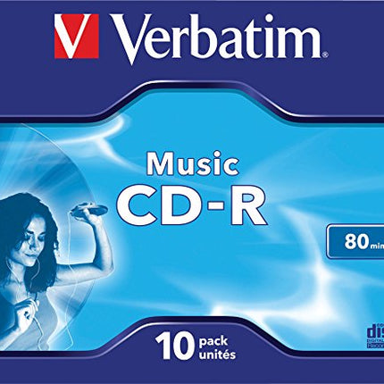 Verbatim Music CD-R 80 min, 10 tk Jewel Case'is, CD toorikud, 16x kirjutuskiirus ja pikk eluiga, tühjad CD-d, heli-CD toorikud muusika varundamiseks, muusika-CD