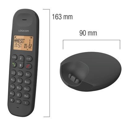 Logicom ILOA 150 Cordless Landline Phone without Answering Machine – Solo – Analog and DECT Phones – Black