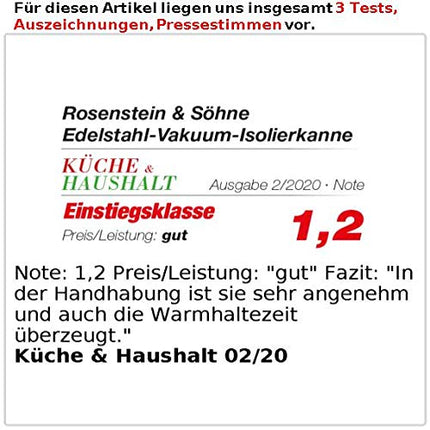 Rosenstein &amp; Söhne pumpkann: Topeltseinaga vaakumisolatsiooniga kann pumbasüsteemiga, roostevabast terasest, 3 liitrit (pumpkann 3 liitrit, kohvidispenser 3, isoleeritud kruus)