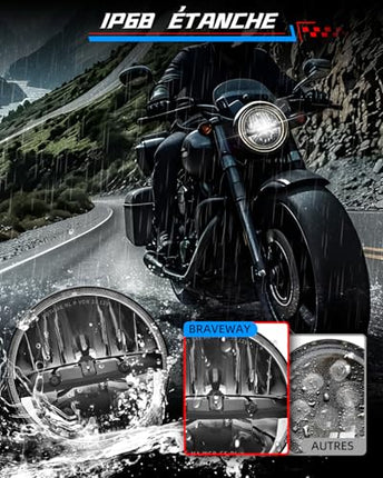BraveWAY 7" 12000lm ümmargune LED-esitule DOT Hi-Lo Beam H4-H13 mootorratta esituled, mis ühilduvad Harley-Davidson Sportster XL883 XL1200 XL1200 XL1200S-ga