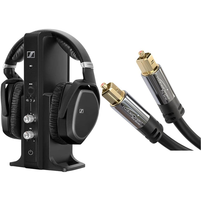 Sennheiser RS195-U digitaalne juhtmevaba kõrvaklapisüsteem ja KabelDirekt – TOSLINK-kaabel, optiline audiokaabel – 3 m – kiudoptiline kaabel heliribale