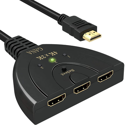 GANA HDMI-lüliti HDMI-lüliti 4K | HDMI-jaotur HD HDMI-lüliti 3 sisendit 1 väljundit 4K/1080P/3D-ga Xboxi/PS3/PS4/Apple TV/Fire TV/Blu-Ray DVD-mängija jaoks