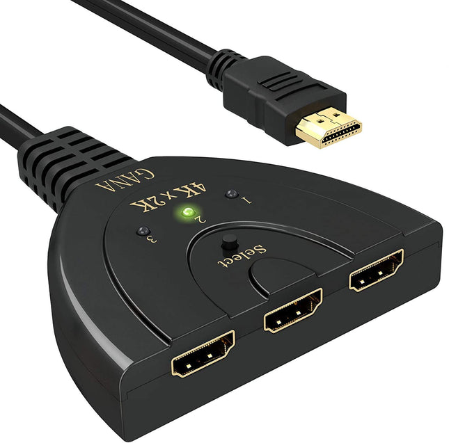 GANA HDMI-lüliti HDMI-lüliti 4K | HDMI-jaotur HD HDMI-lüliti 3 sisendit 1 väljundit 4K/1080P/3D-ga Xboxi/PS3/PS4/Apple TV/Fire TV/Blu-Ray DVD-mängija jaoks