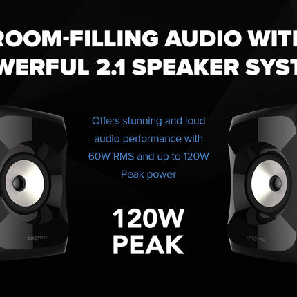 Creative SBS E2900 võimas 2.1 Bluetooth kõlarisüsteem subwooferiga teleri ja arvuti jaoks, must