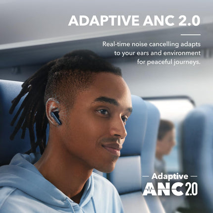 Soundcore by Anker Liberty 4 NC Bluetooth mürasummutavad kõrvaklapid, 98,5% mürasummutus, adaptiivne mürasummutus kõrvadele ja ruumiline heli, 50 tundi mänguaega (sinine) (uuendatud)