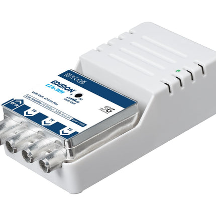 EDISION LIA-301 UHF/VHF koduvõimendi, 5-20dB, 98dBmV, sagedusala 47-694MHz, sobib kaabeltelevisiooni, maapealse ja raadiolevi jaoks, 5G LTE filter, 1 sisend, 3 väljundit, IEC pistikud