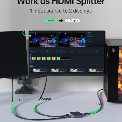 HDMI-lüliti 8K@60Hz 4K@120Hz, lüliti 2 sisendit 1 väljund, HDMI 2.1 lüliti toetab 8K@60Hz, HDCP 2.2/2.3, 48Gbps, 3D, HDR, HDTV/monitori/kaasaskantavate konsoolimängude/PS5/Xboxi jaoks