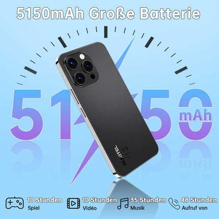 OUKITEL P1 mobiiltelefon ilma lepinguta - 24GB+256GB nutitelefon ilma lepinguta Android 14, 6,7-tolline AMOLED ekraan SIM-kaardivaba mobiiltelefon 5150mAh, 50MP+32MP kaamera, GPS, NFC, must